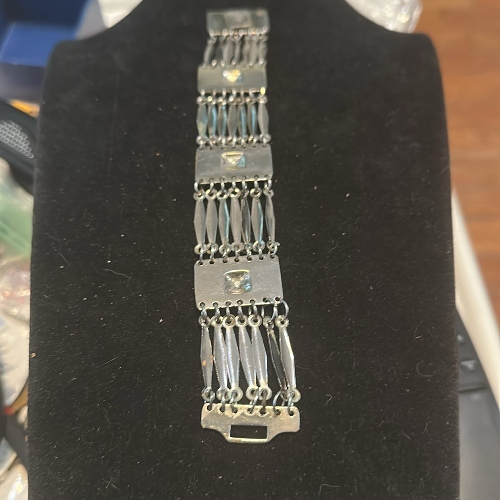 Vintage Taxco Sterling Silver Multi-Row Panel Link Bracelet Unisex - Picture 8 of 8